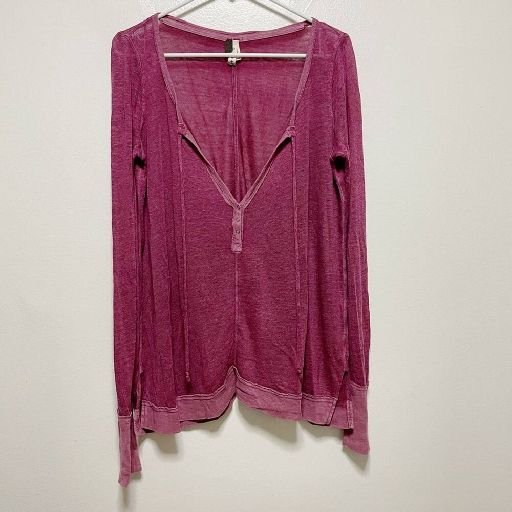 We The Free Free People Hacci Affogato Colonial Rose Linen Blend Top